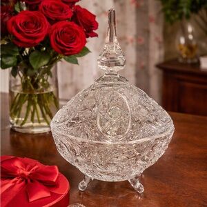 🍬 Vintage Anna Hutte Brilliant-Cut Crystal Candy Bowl